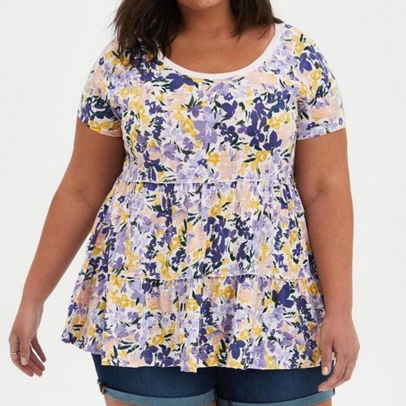 torrid Tops - Torrid Floral Babydoll Tiered Top